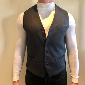 Men's Ted Baker Black & Navy Glen Plaid Vest